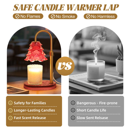 Christmas Tree Shaped Candle Warmer Lamp with Timer & Dimmer – Adjustable Wax Melt Lamp for Jar Candles, Home Decor Accent for Women – 2 Bul