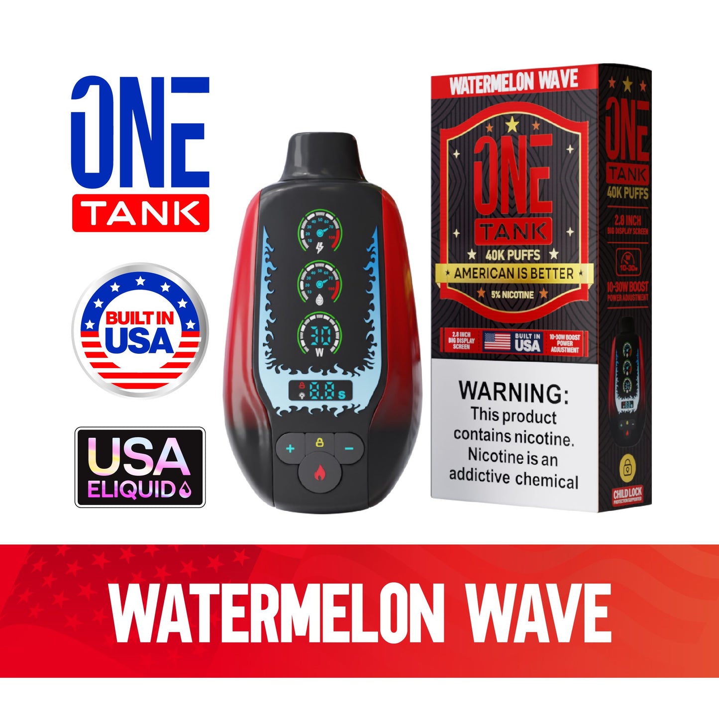 ONE TANK 40K PUFFS 50MG/ML（Watermelon-Wave）