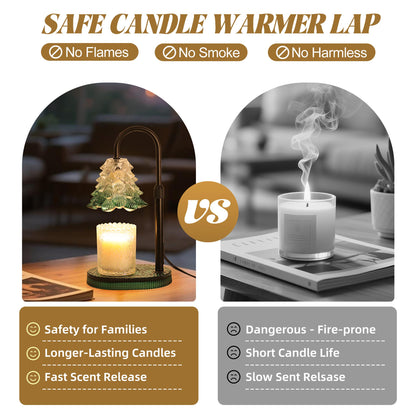 Christmas Tree Shaped Candle Warmer Lamp with Timer & Dimmer – Adjustable Wax Melt Lamp for Jar Candles, Home Decor Accent for Women – 2 Bul