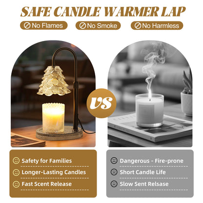 Christmas Tree Shaped Candle Warmer Lamp with Timer & Dimmer – Adjustable Wax Melt Lamp for Jar Candles, Home Decor Accent for Women – 2 Bul