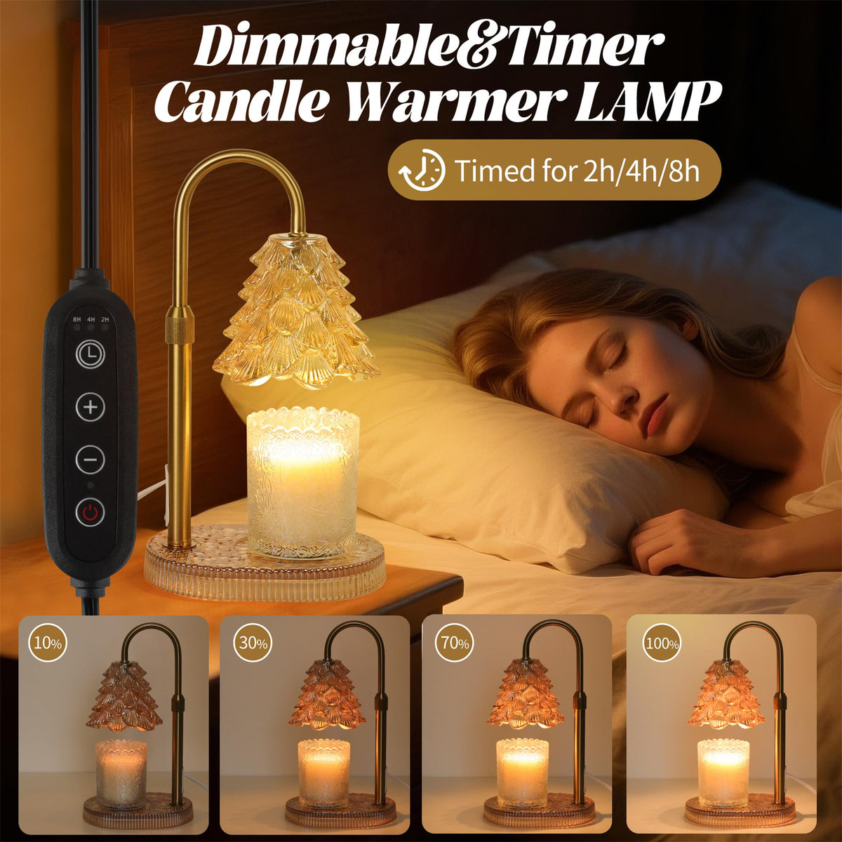 Christmas Tree Shaped Candle Warmer Lamp with Timer & Dimmer – Adjustable Wax Melt Lamp for Jar Candles, Home Decor Accent for Women