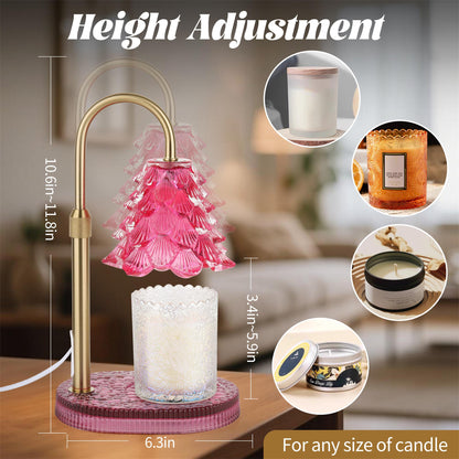 Christmas Tree Shaped Candle Warmer Lamp with Timer & Dimmer – Adjustable Wax Melt Lamp for Jar Candles, Home Decor Accent for Women – 2 Bul