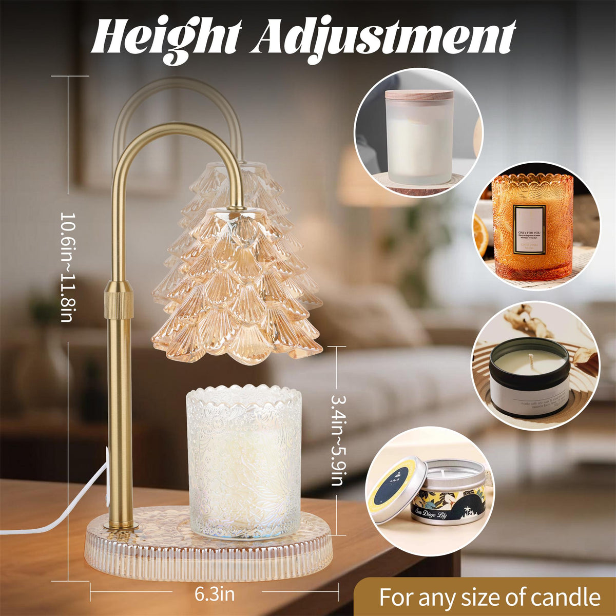 Christmas Tree Shaped Candle Warmer Lamp with Timer & Dimmer – Adjustable Wax Melt Lamp for Jar Candles, Home Decor Accent for Women