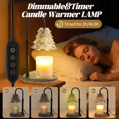 Christmas Tree Shaped Candle Warmer Lamp with Timer & Dimmer – Adjustable Wax Melt Lamp for Jar Candles, Home Decor Accent for Women – 2 Bul