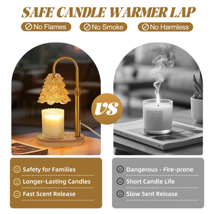 Christmas Tree Shaped Candle Warmer Lamp with Timer & Dimmer – Adjustable Wax Melt Lamp for Jar Candles, Home Decor Accent for Women
