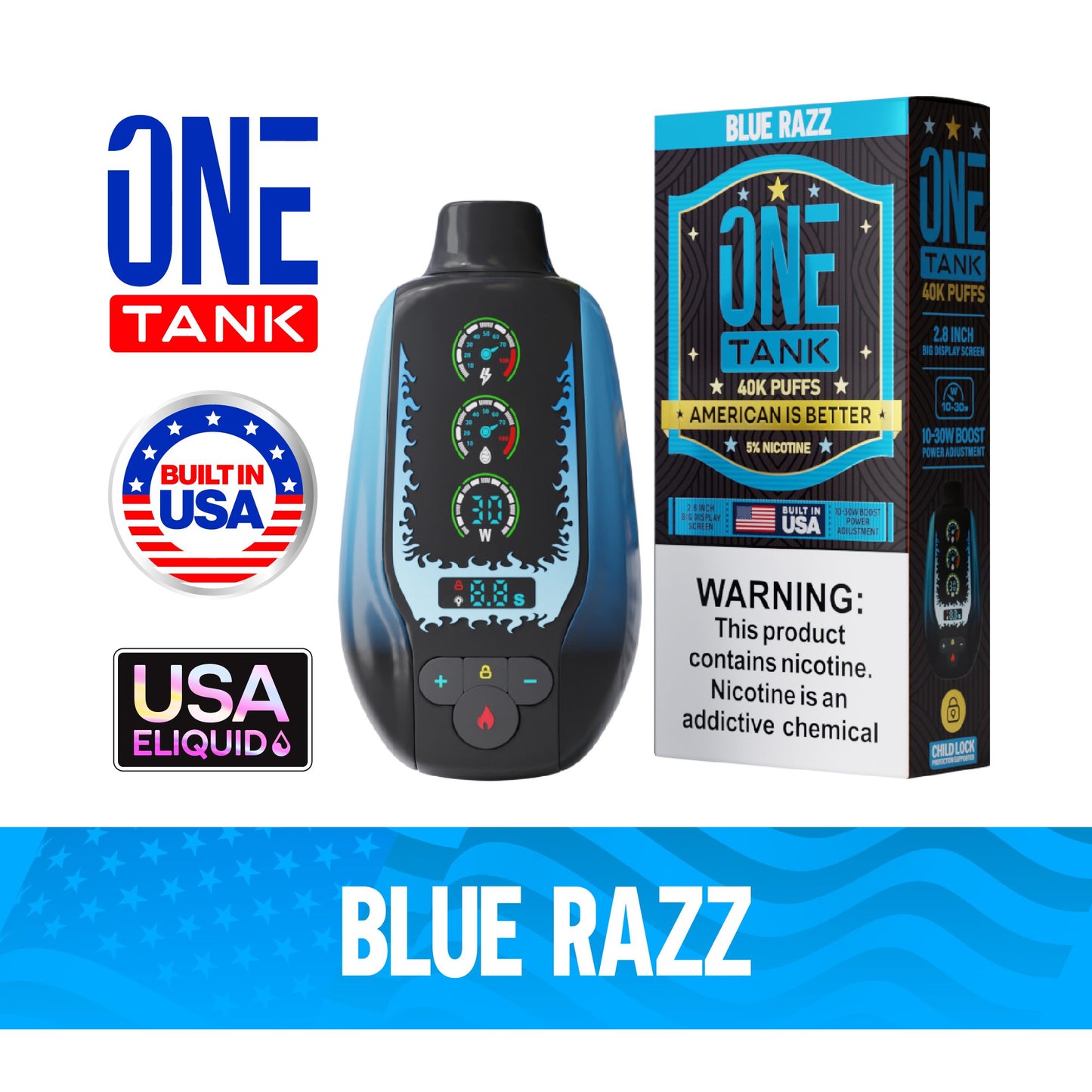 ONE TANK 40K PUFFS 50MG/ML（Blue-Razz）