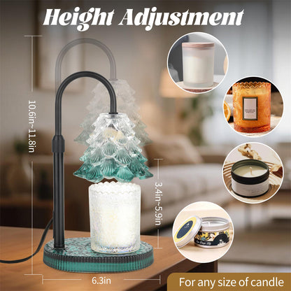 Christmas Tree Shaped Candle Warmer Lamp with Timer & Dimmer – Adjustable Wax Melt Lamp for Jar Candles, Home Decor Accent for Women – 2 Bul